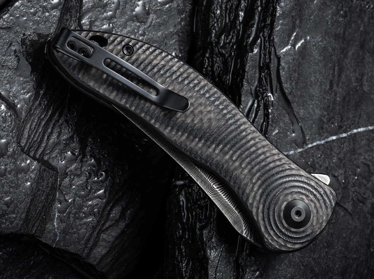 Synergy 3 Damascus G10 CF Black Trailing Point 6 Synergy 3 Damascus G10 CF Black Trailing Point – Bild 4